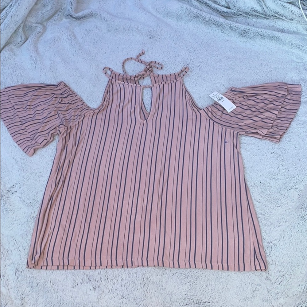 American Eagle Striped Off the Shoulder Blouse